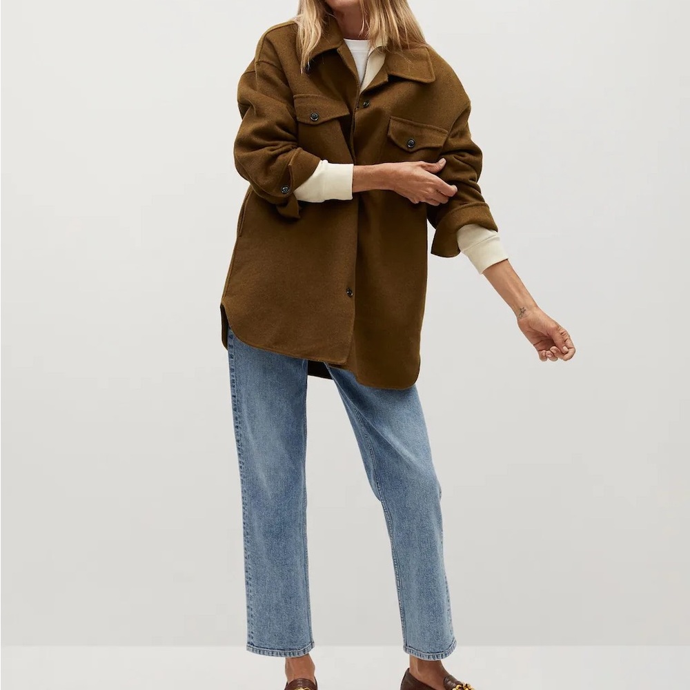 Mango Oversized Wool Shirt Jacket